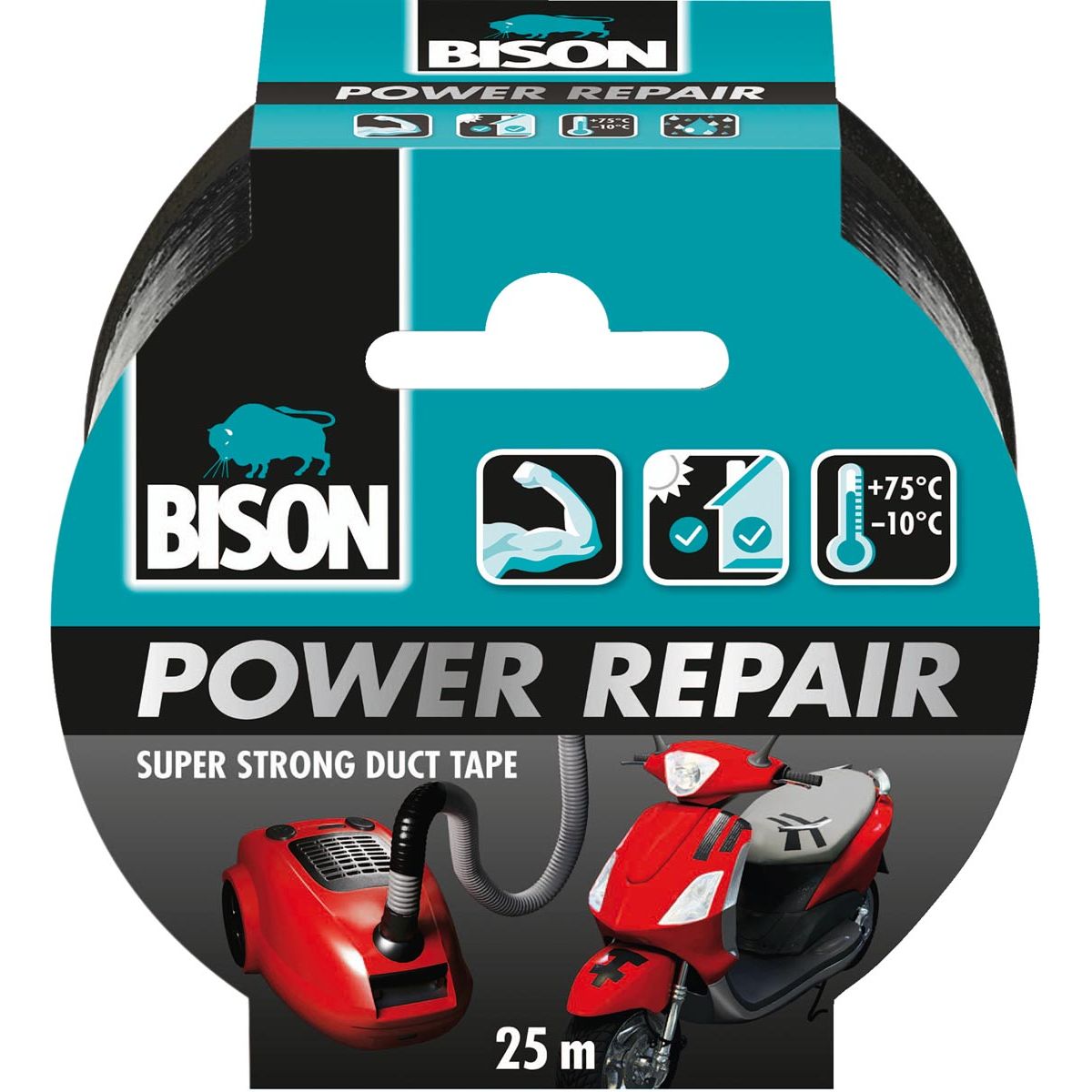Bison - plakband Power Repair, ft 48 mm x 25 m, zwart