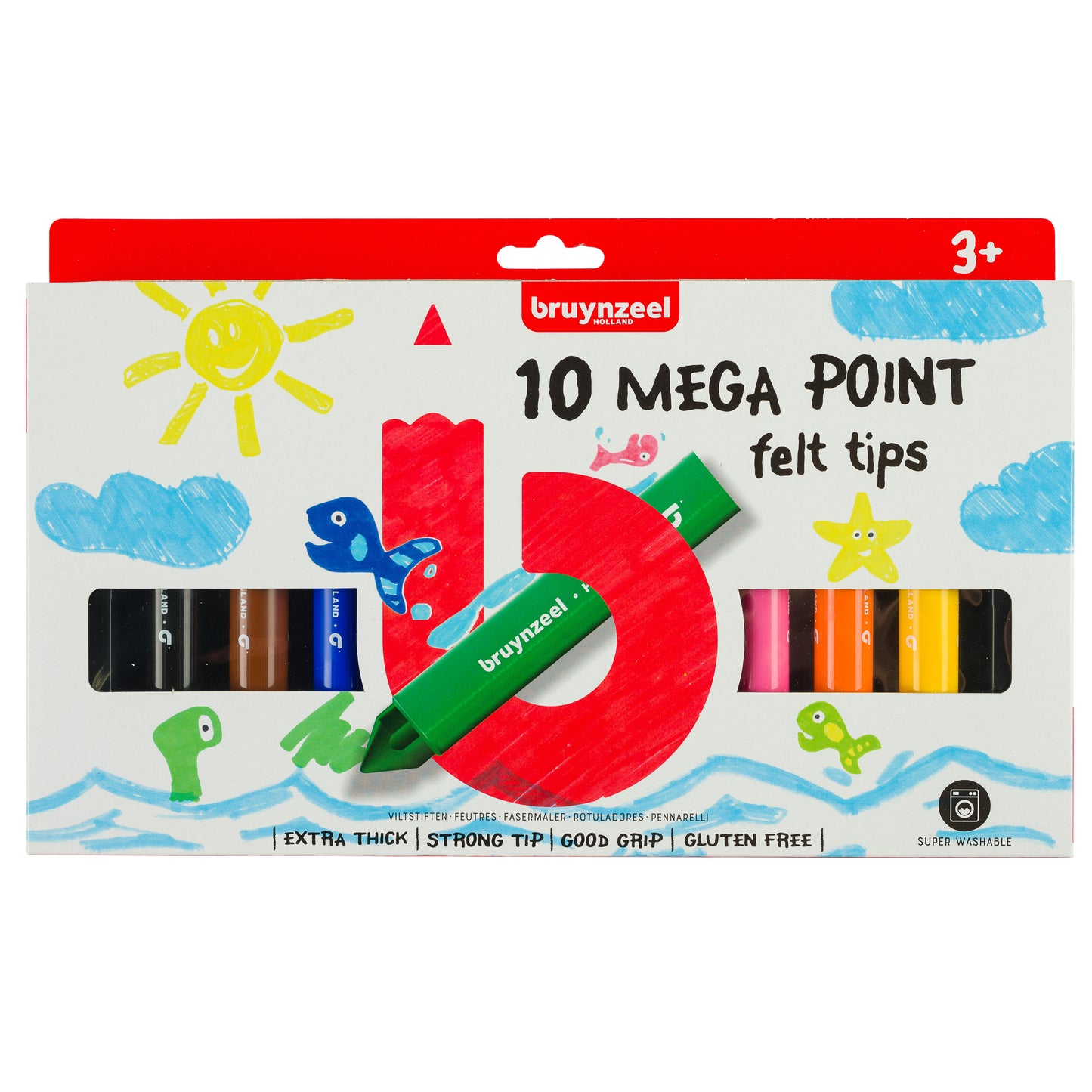 Bruynzeel - Viltstift Kids Mega Point set à 10 kleuren | 12 stuks