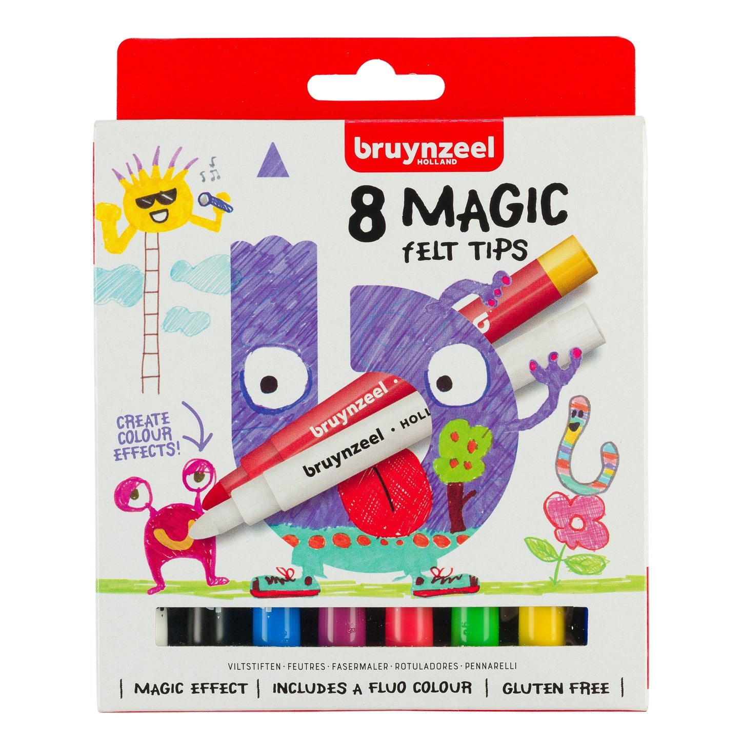 Bruynzeel - Filzstift Kids Magic Point Set mit 8 Farben | 6 Stück