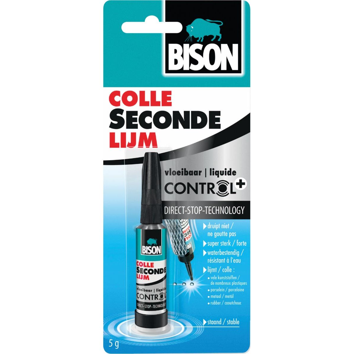 Bison - secondelijm Control Vloeibaar, tube van 5 g, op blister