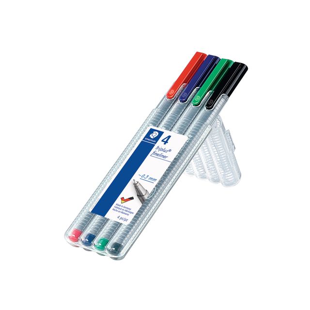 Staedtler - Fineliner Triplus 334 assorti 0,3mm 4 pièces