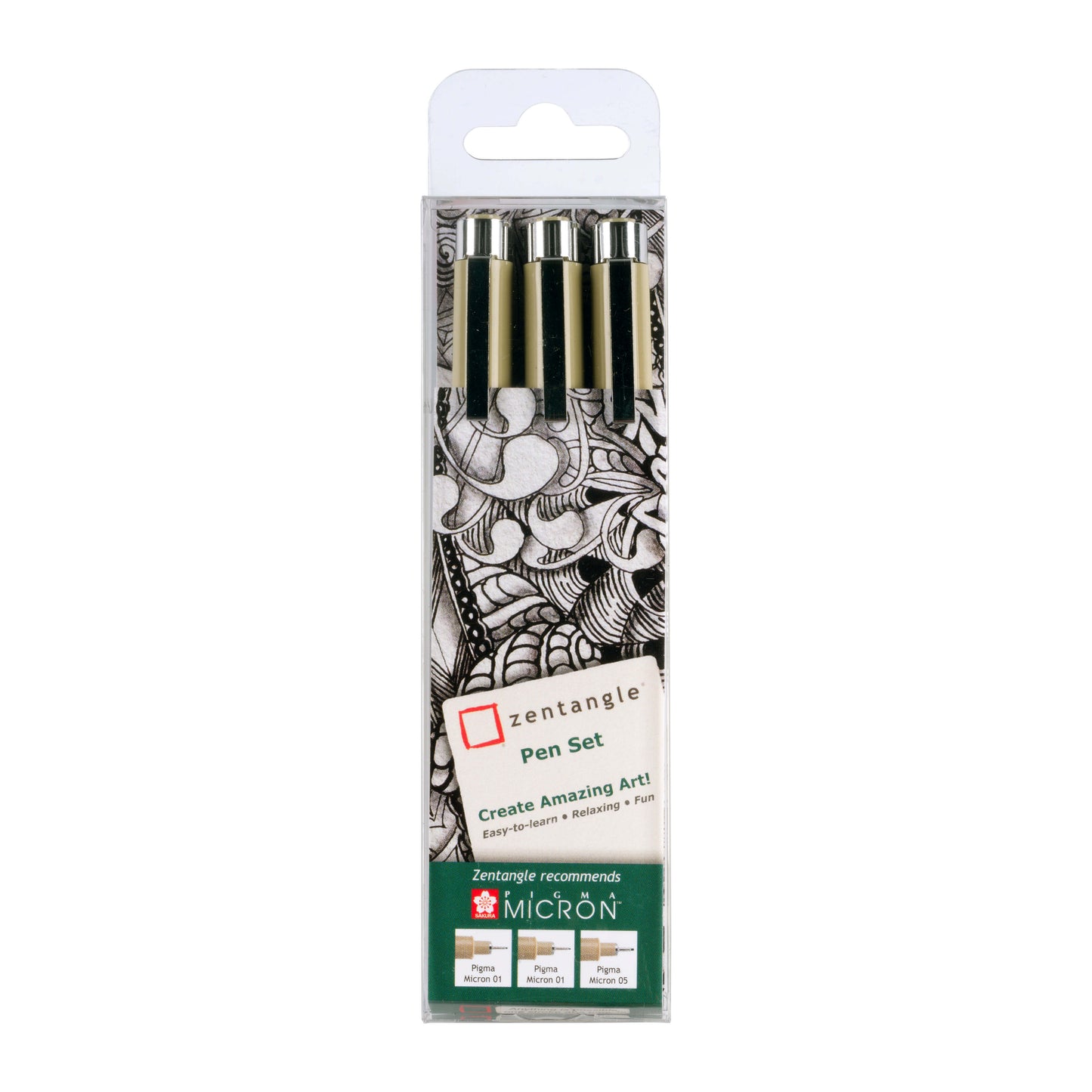 Sakura - Set de dessin Zentangle set de 3 stylos noir | 5 pièces