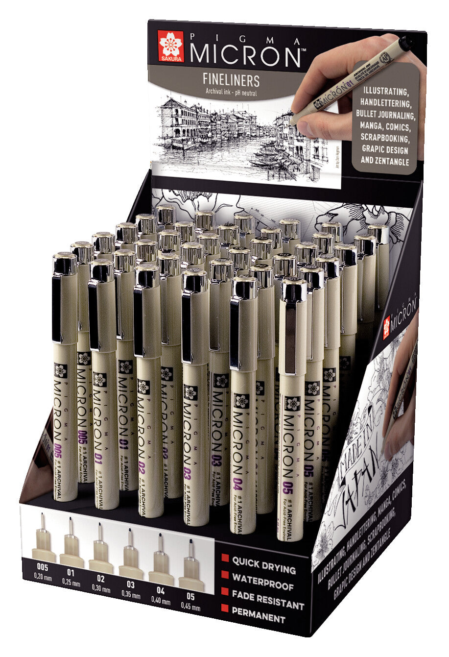 Sakura - Fineliner Pigma Micron sortiert schwarz | 36 Stück