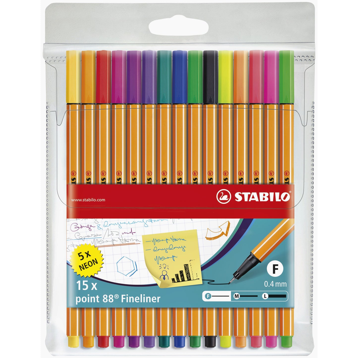 Stabilo - Fineliner point 88/15 fijn assorti etui à 15 stuks