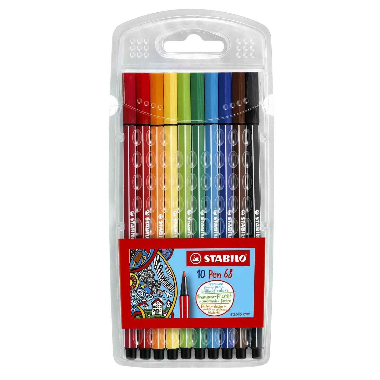 Stabilo - Feutre Pen 68/10 moyen assortiment étui de 10 pièces