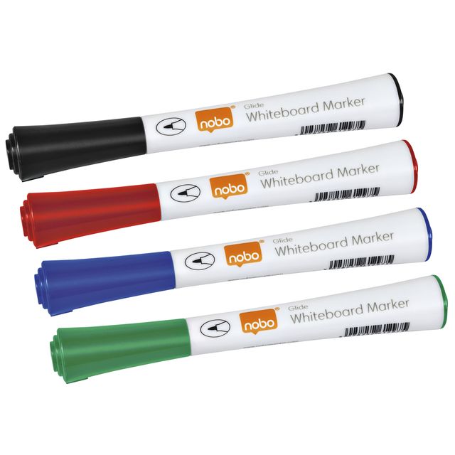 Nobo - Whiteboardmarker Glide rond assorti 1mm 4st | 10 stuks