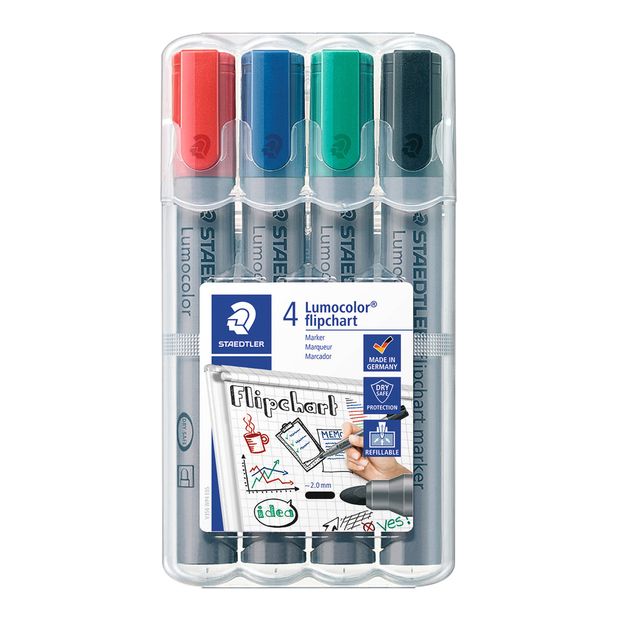 Staedtler - Filzstift 356 für Flipchart rund 2mm 4 Stück sortiert | 5 Stück
