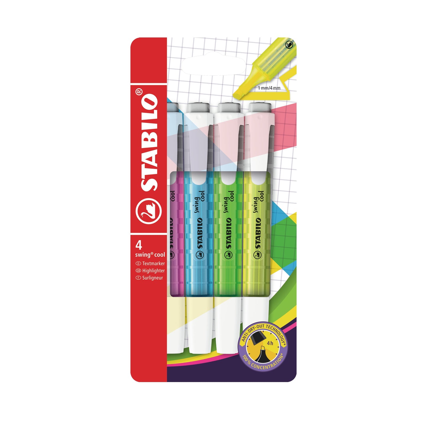 STABILO - Surligneur Swing cool 275/4 assorti étui de 4 pièces