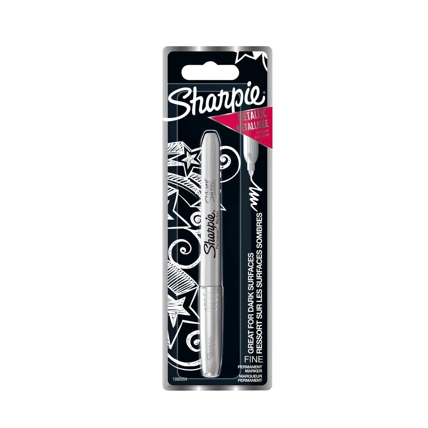 Sharpie - Feutre c'est-à-dire rond fin métallisé argenté blister de 1 pièce