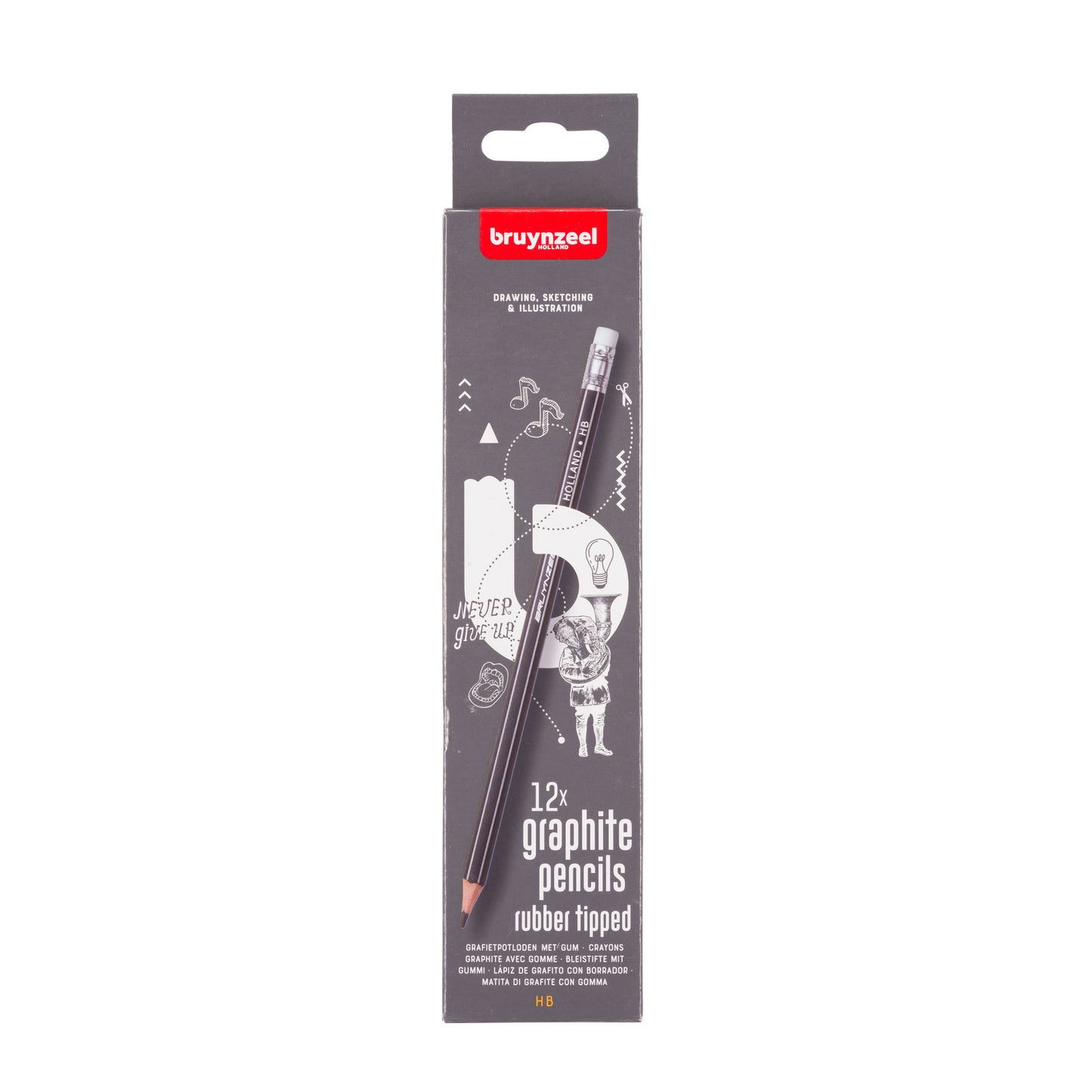 Bruynzeel - Bleistift 6021 Burotek HB mit Radiergummi 12 Stück