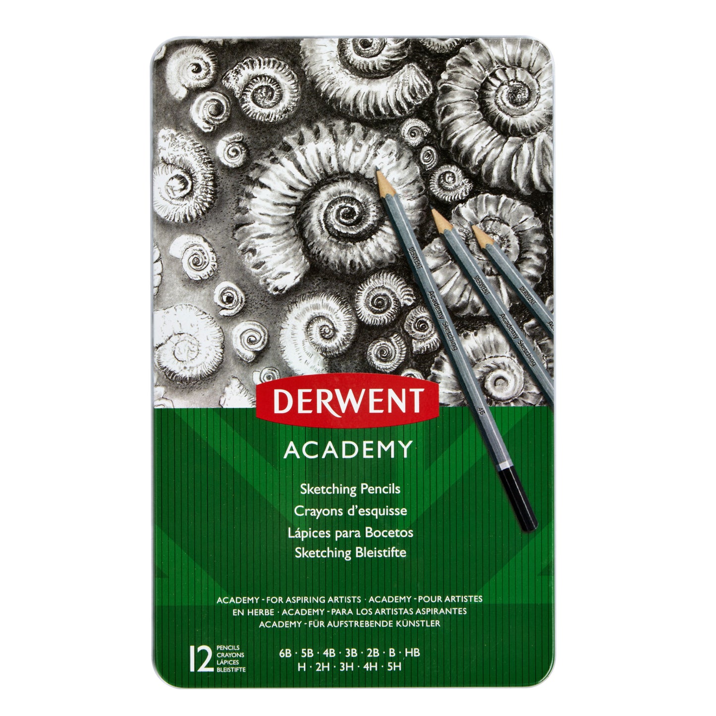 Derwent - Potlood Academy 6B5H assorti hardheden blik à 12 stuks