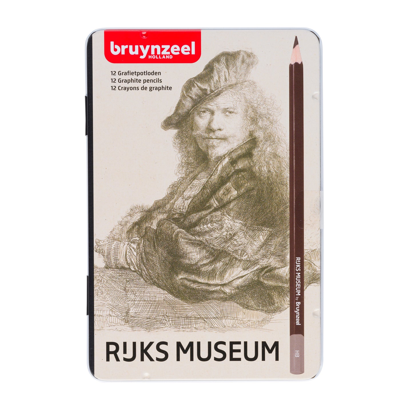 Bruynzeel - Grafietpotlood Rijksmuseum Rembrandt van Rijn blik à 12 hardheden grijs