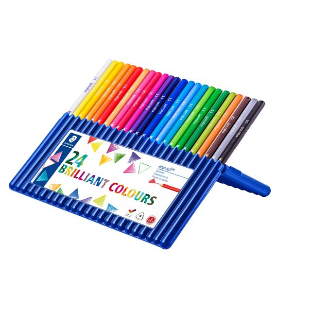 Staedtler - Crayons de couleur Ergosoft triangulaires, 24 pièces assorties
