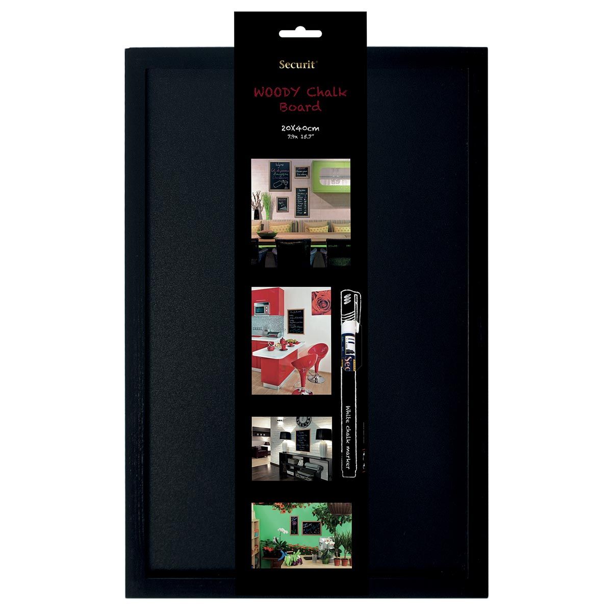 Securit - krijtbord Woody ft 60 x 40 cm, zwart