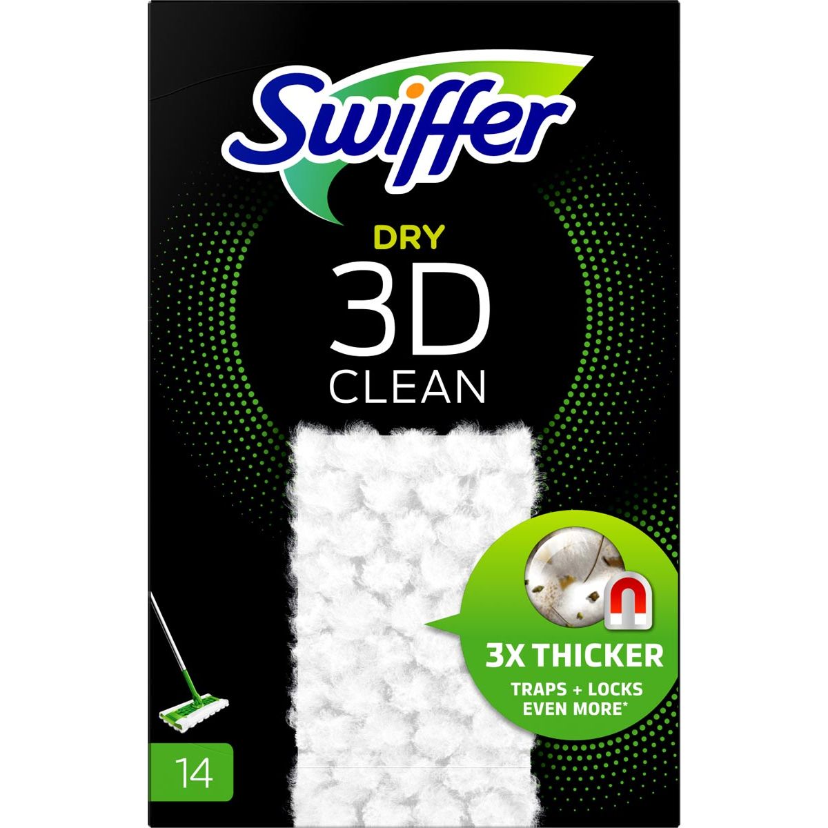 Swiffer - Recharge Dry 3D Clean, paquet de 14 pièces