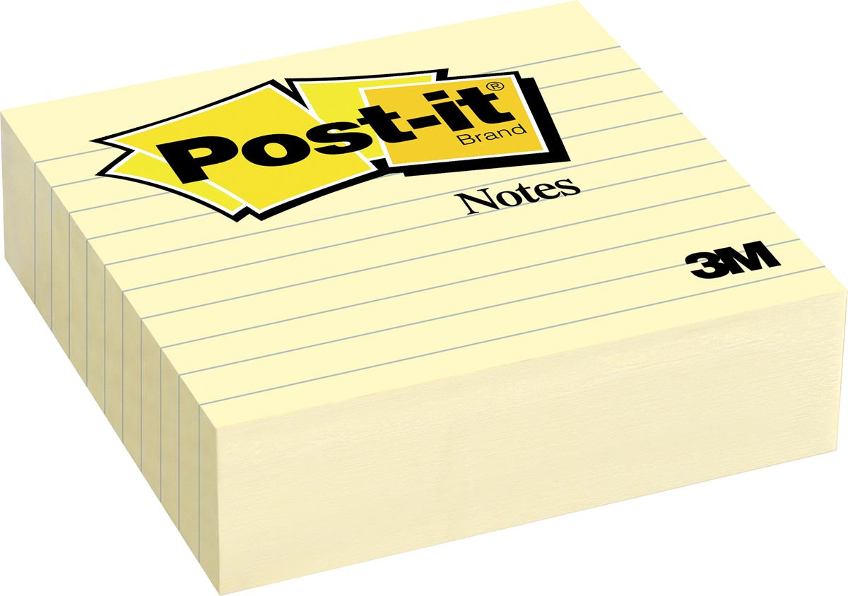 Post-it - Notes, ft 101 x 101 mm, geel, gelijnd, blok van 300 vel