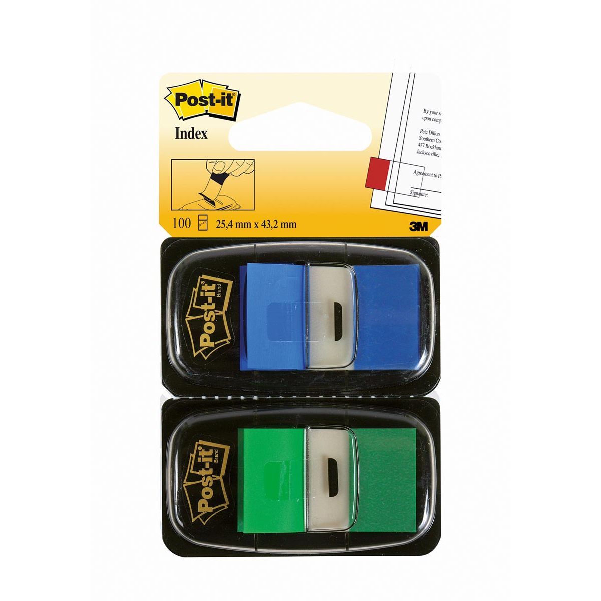 Post-it - Index Standaard Duo Pack, 100 tabs, groen/blauw