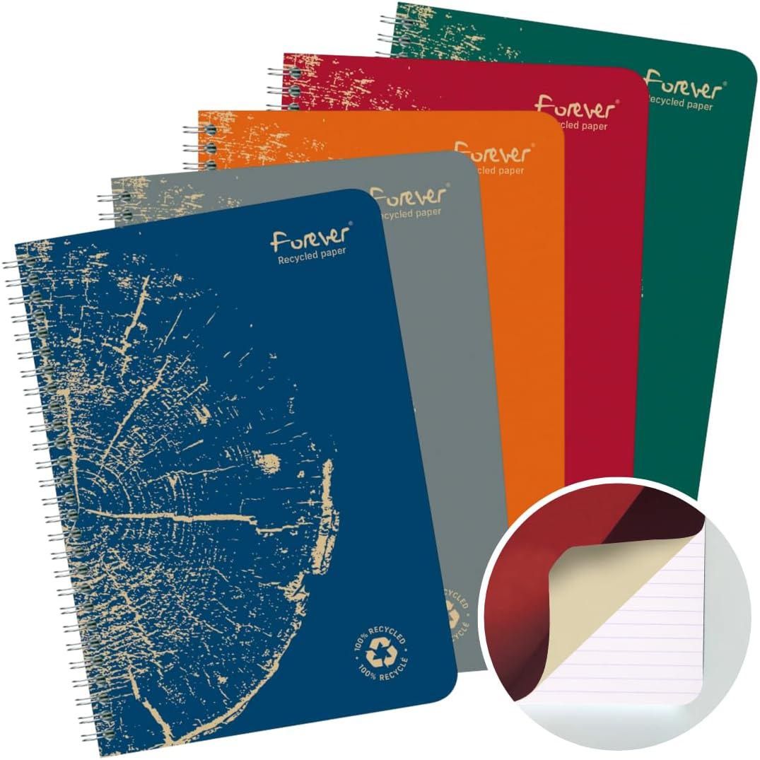 Clairefontaine - Cahier à spirale FOREVER, recyclé, A5, 90g, 120 pages, ligné, vert