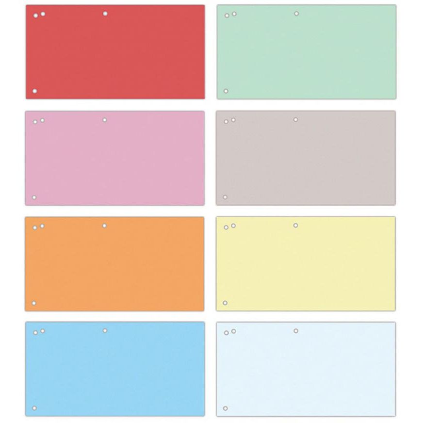 OFFICE products - verdeelstroken, 240 x 105 mm, pak van 100 stuks, geassorteerde kleuren
