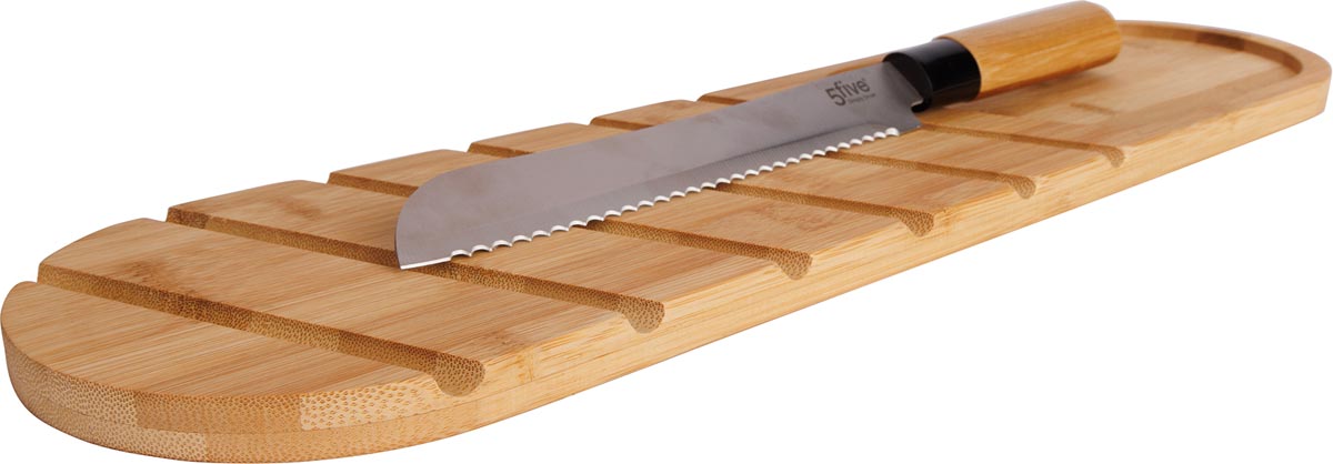 Cosy - Trendy broodplank, inclusief broodmes, uit bamboe, ft 50 x 14 cm