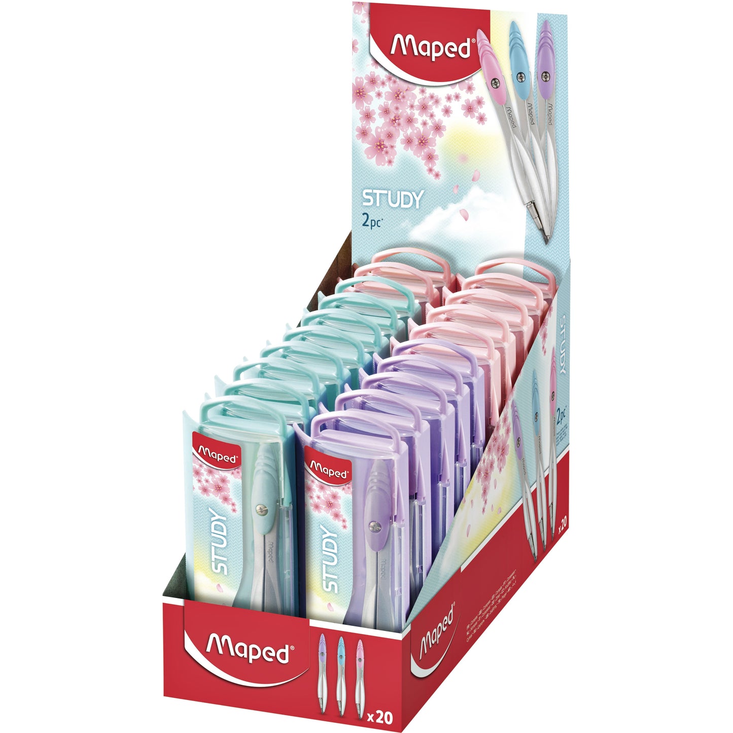 Maped - ser Study Présentoir 2 parties de 20 pièces de pastel assorties