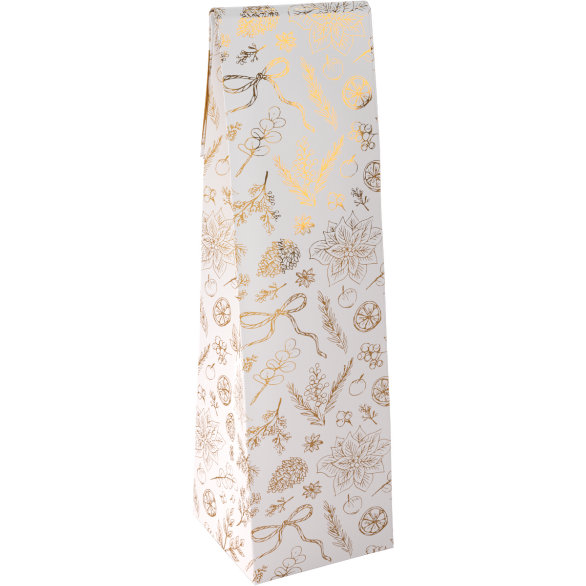 Klika - Fleszak | 9.5x41x9.5cm | Botanical | papier + PE | wit/goud | 100 stuks