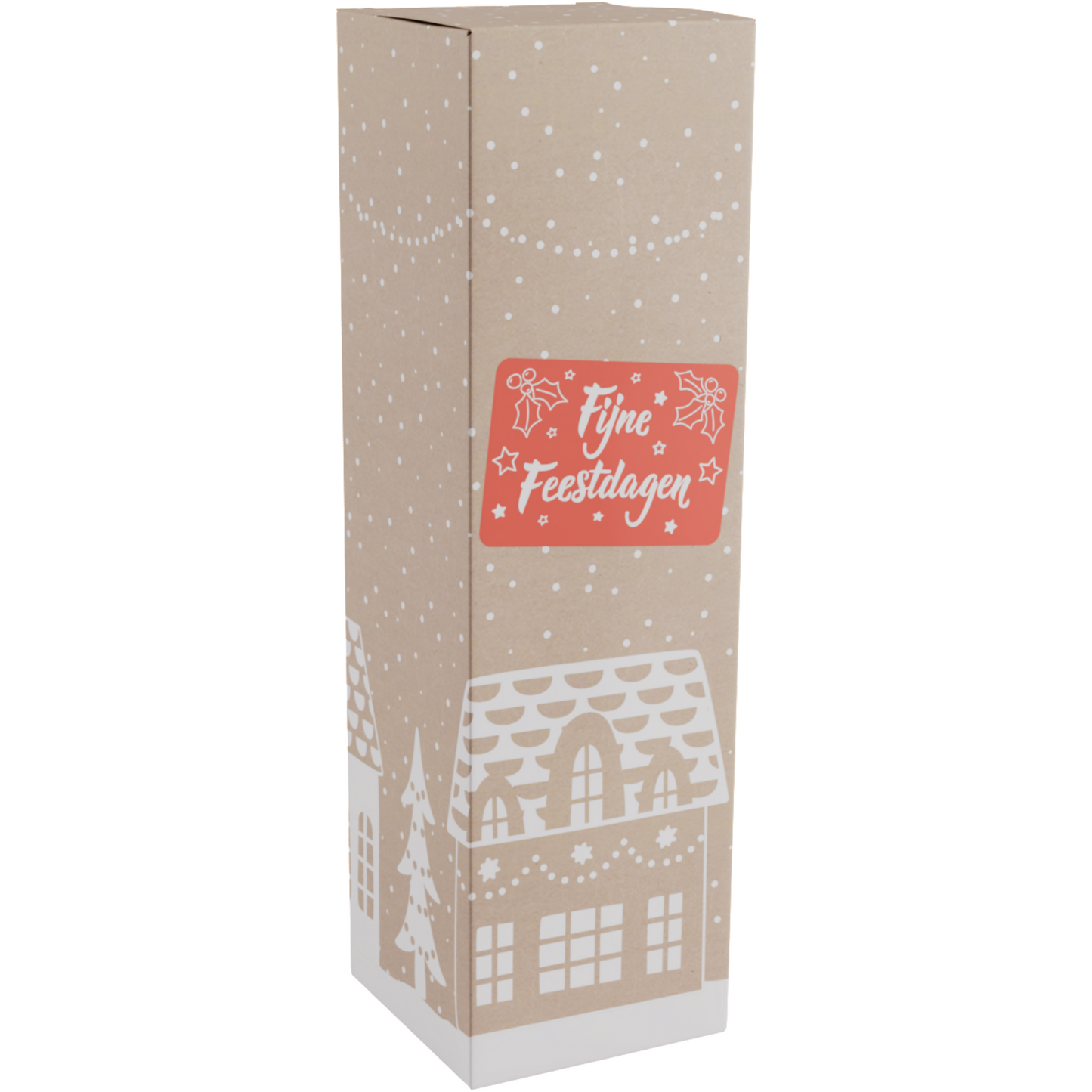 Klika - Flesdoos | Huisjes | karton | 1 fles | 95x95x330mm | Kerstmis | 100 stuks