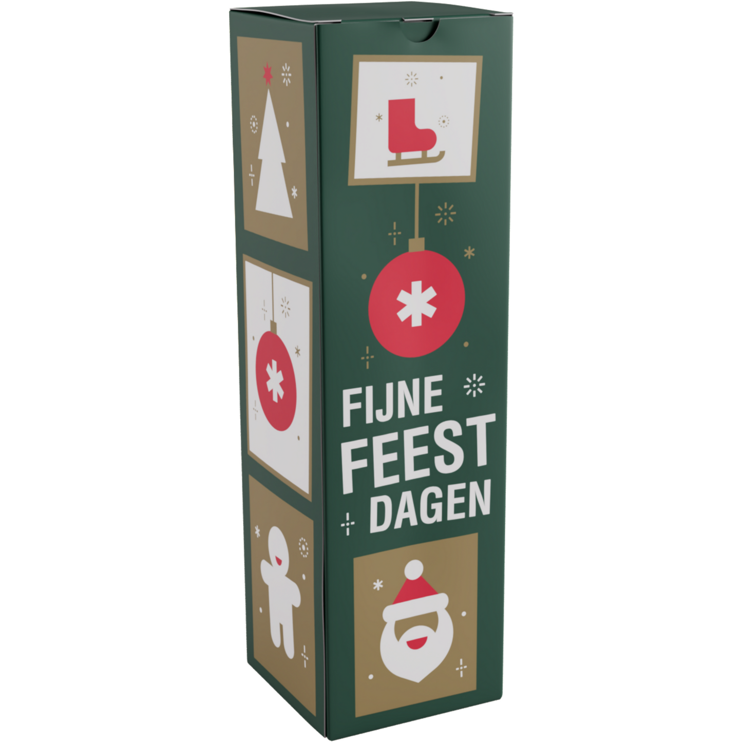 Klika - Flesdoos | Tegels | karton + PP | 1 fles | 330x95x95mm | Kerstmis | 100 stuks
