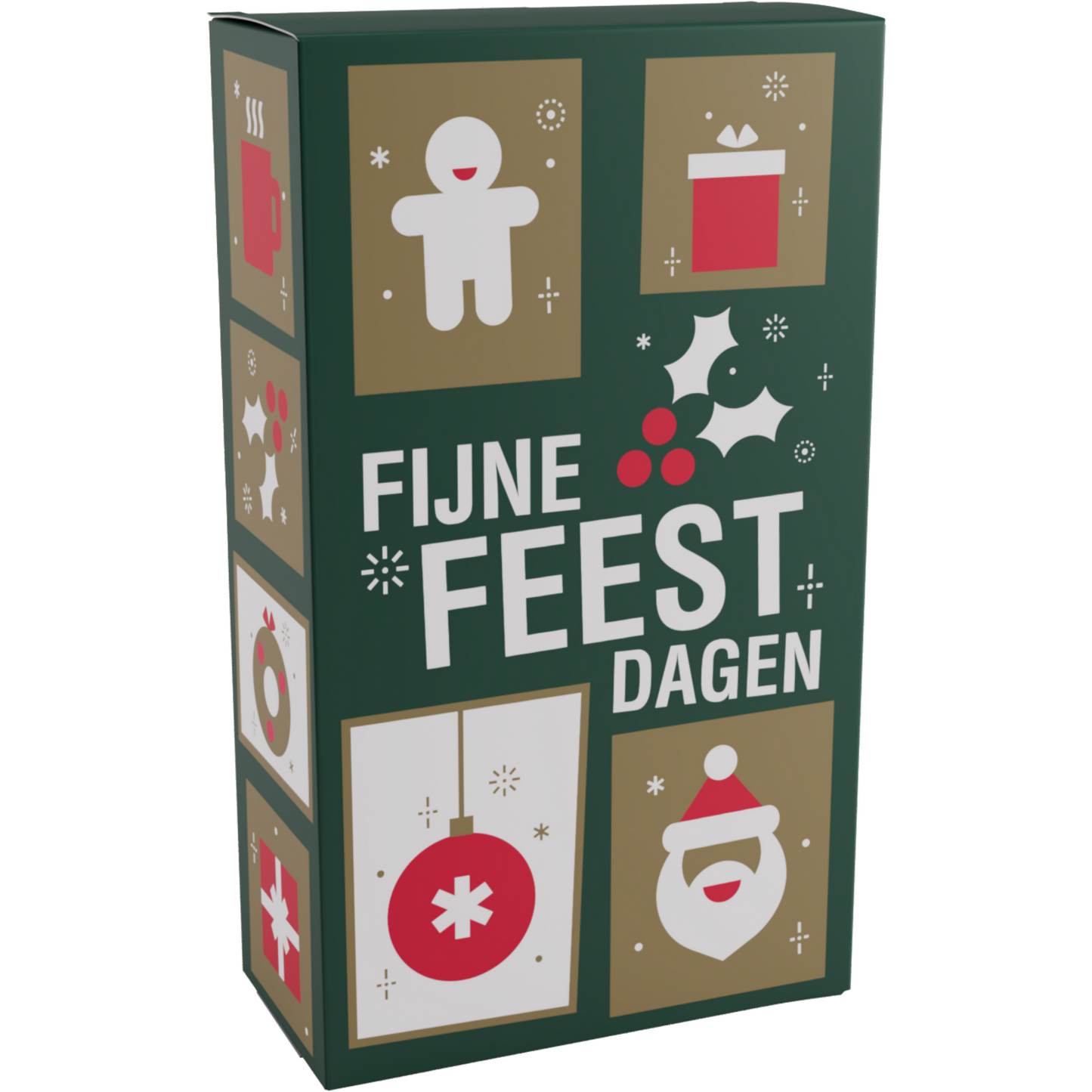 Klika - Flesdoos | Tegels | karton + PP | 2 flessen | 190x95x330mm | Kerstmis | 100 stuks