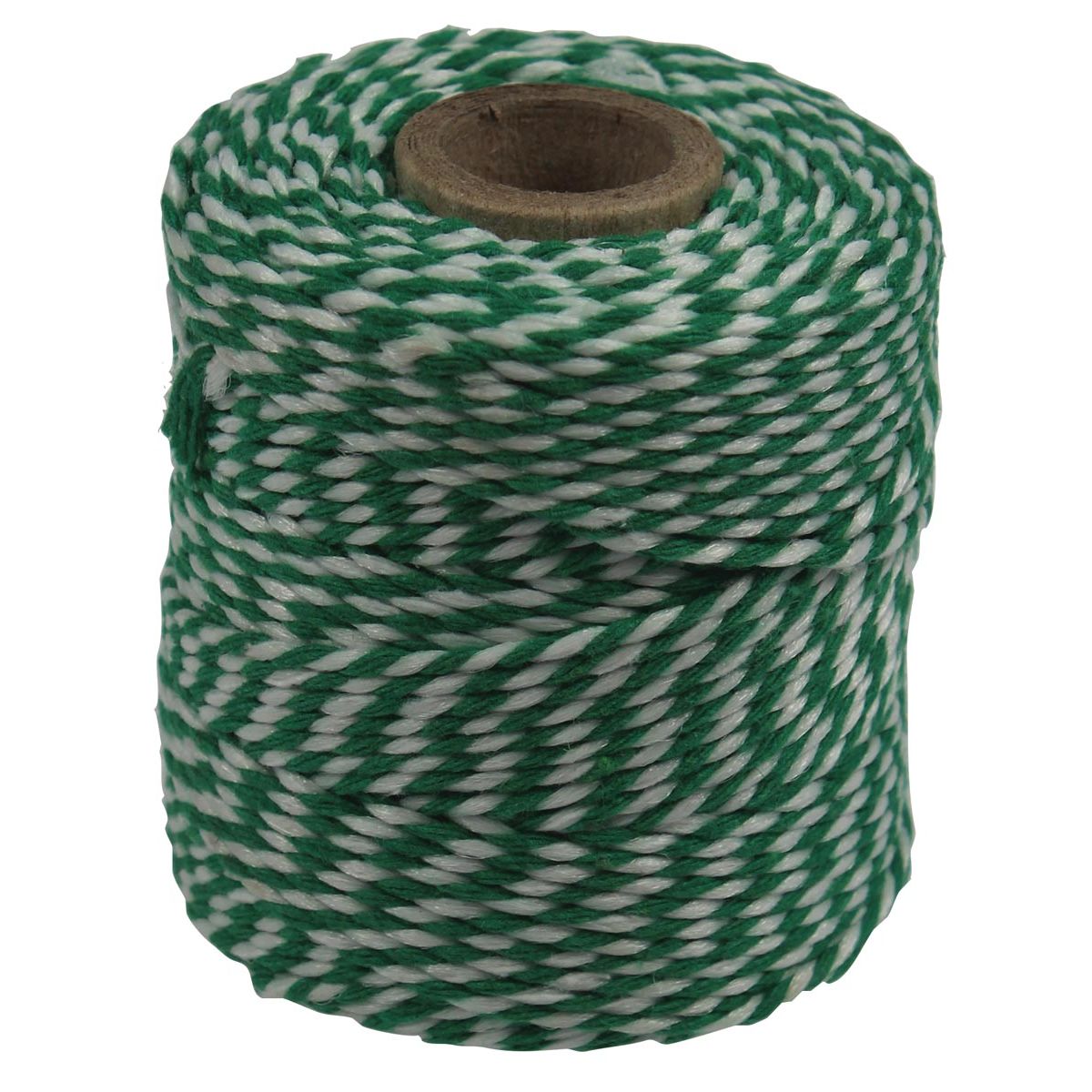 Klika - Corde en coton, vert-blanc, bobine de 50 g, env. 55 m