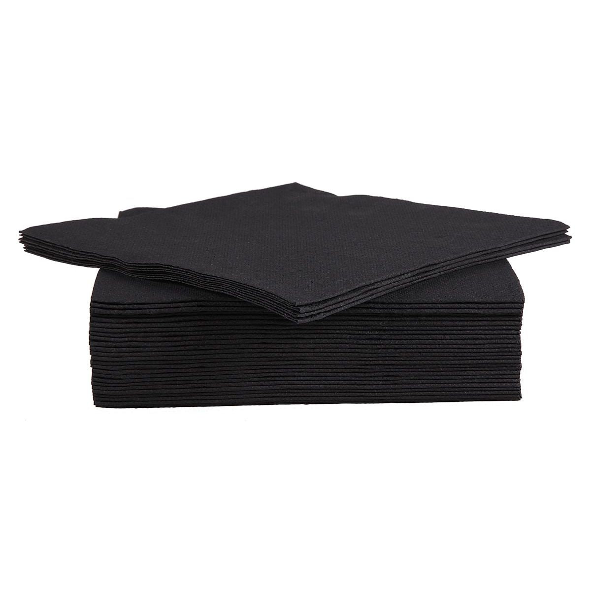 Cosy - Serviette tendance, 38 x 38 cm, noire, 40 pièces