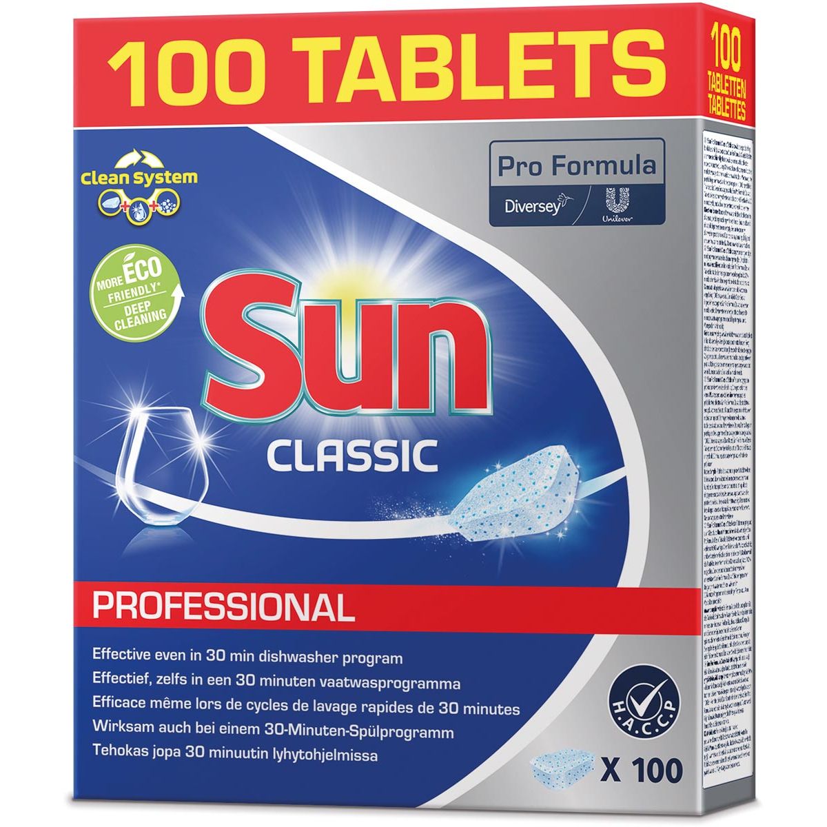 Sun - Tablettes pour lave-vaisselle Pro Formula Classic, boîte de 100 pièces