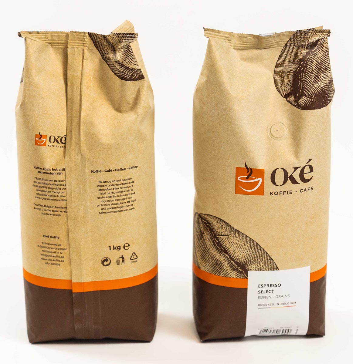 OKE Koffie - Café en grains OKe, sac de 1 kg, Espresso Select