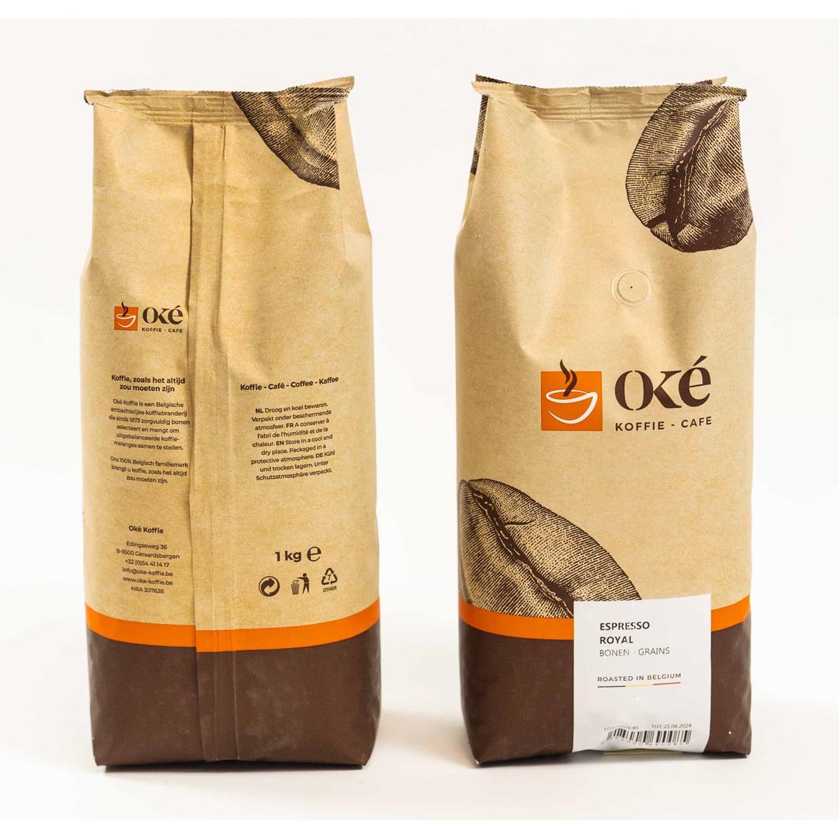 OKE Koffie - Oké koffiebonen, zak van 1 kg, Espresso Royal