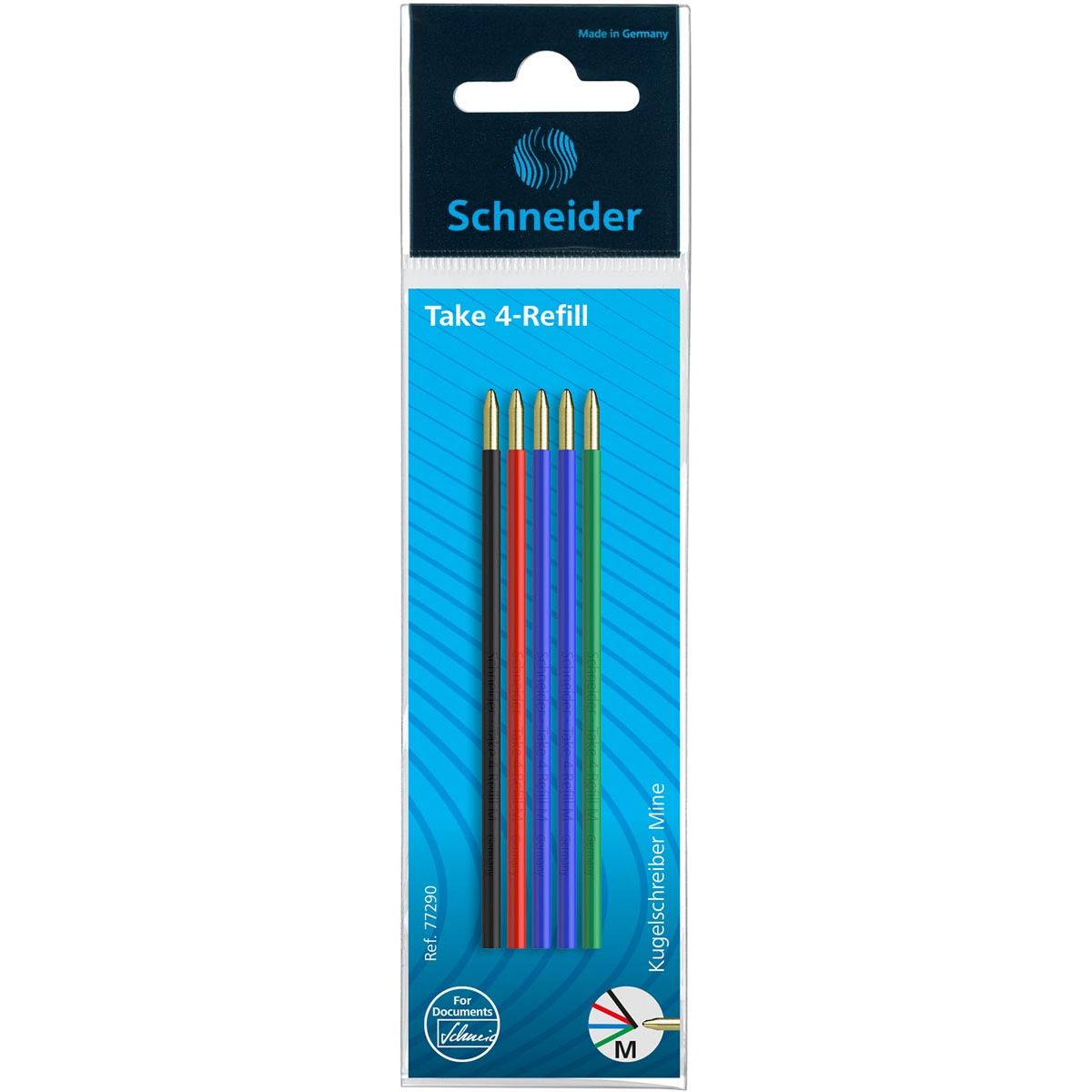 Schneider - balpenvulling Take 4, geassorteerde kleuren, etui van 5 stuks