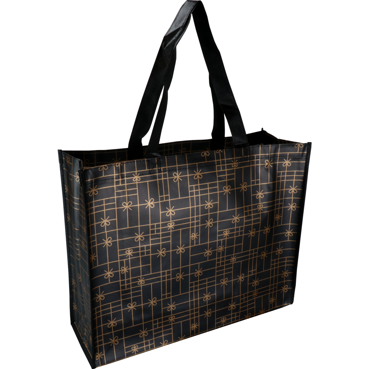 Klika - Shopper | PP | Strikken | 45x 15x36cm | zwart/goud | 100 stuks