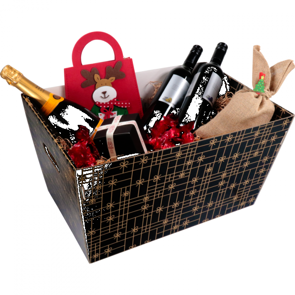 Klika - Panier | carton ondulé | 432x270x258mm | rectangulaire | noir/or | 10 pièces