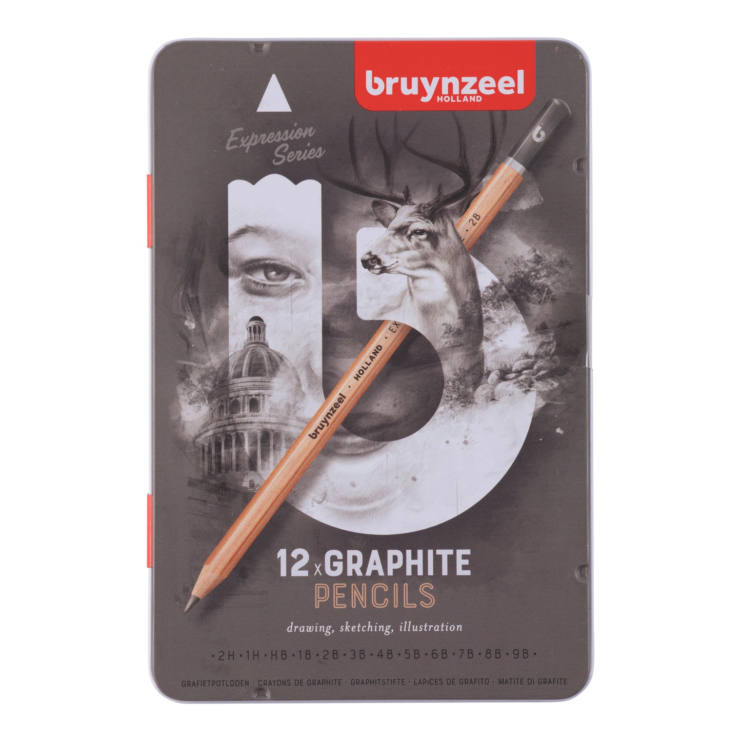 Bruynzeel - Grafietpotlood sion set à 12 hardheden grijs | 6 stuks