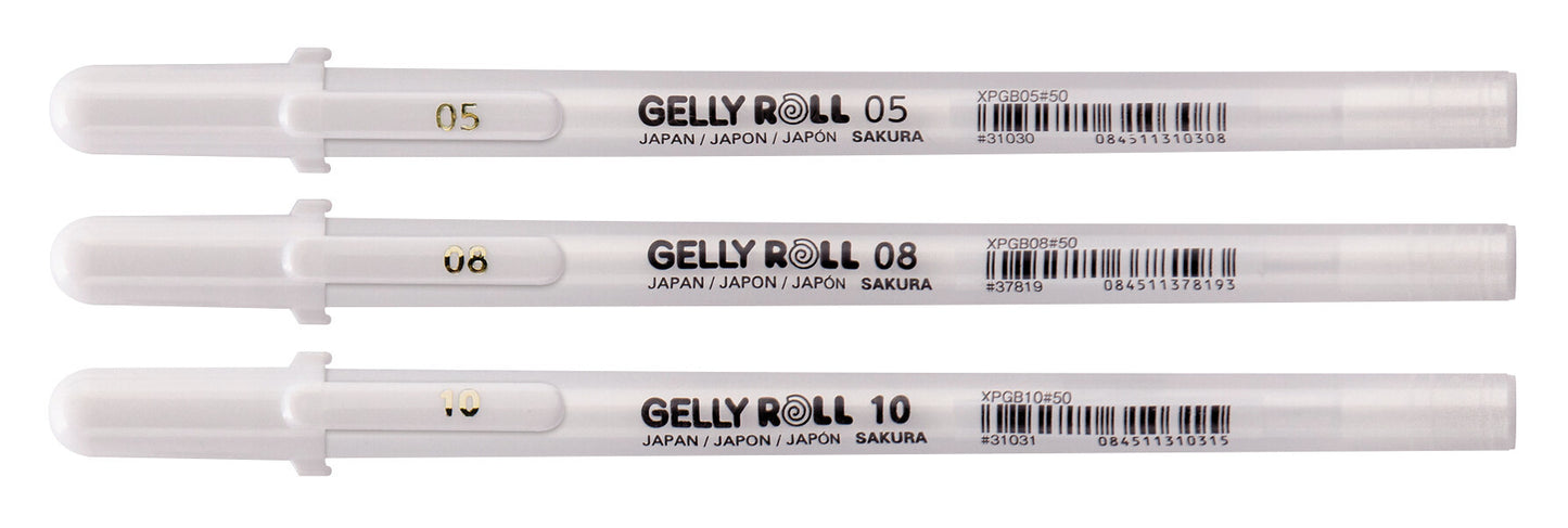 Sakura - Gelschrijver Gelly Roll Classic set à 3 breedtes wit | 6 stuks