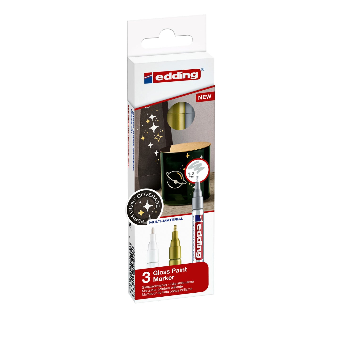 Edding - Paintmarker 751 oliebasis 1-2mm mtl ass 3st