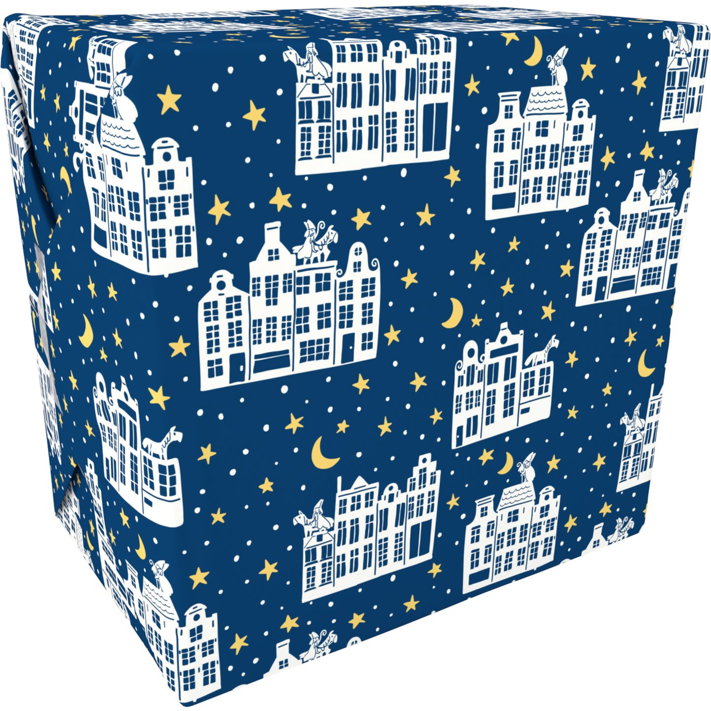 Klika - Papier d'emballage cadeau | 50 cm | 200m | 80gr/m² | Nuit silencieuse | bleu/jaune