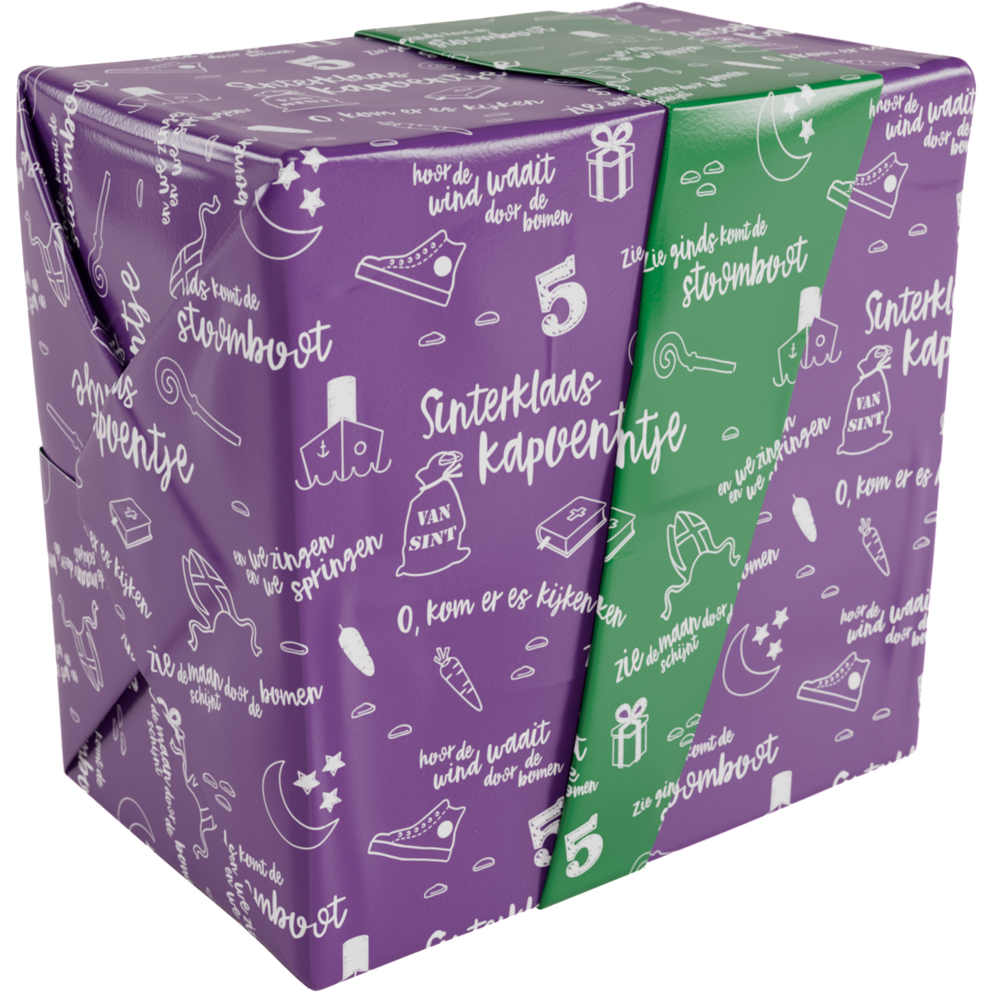 Klika - Cadeaupapier | 50cm | 200m | Kapoentje | paars/groen | rol à ca. 200 meter