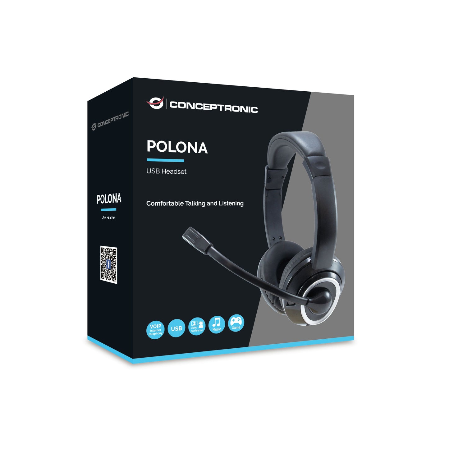 CONCEPTRONIC - POLONA Headset Bedraad Hoofdband Oproepen/muziek USB Type-A Zwart