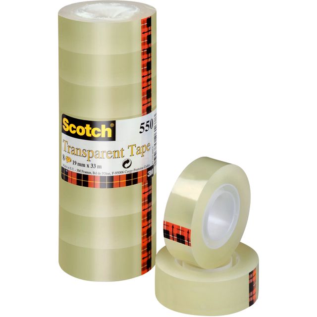 Scotch - Plakband 550 19mmx33m transparant 8 rollen