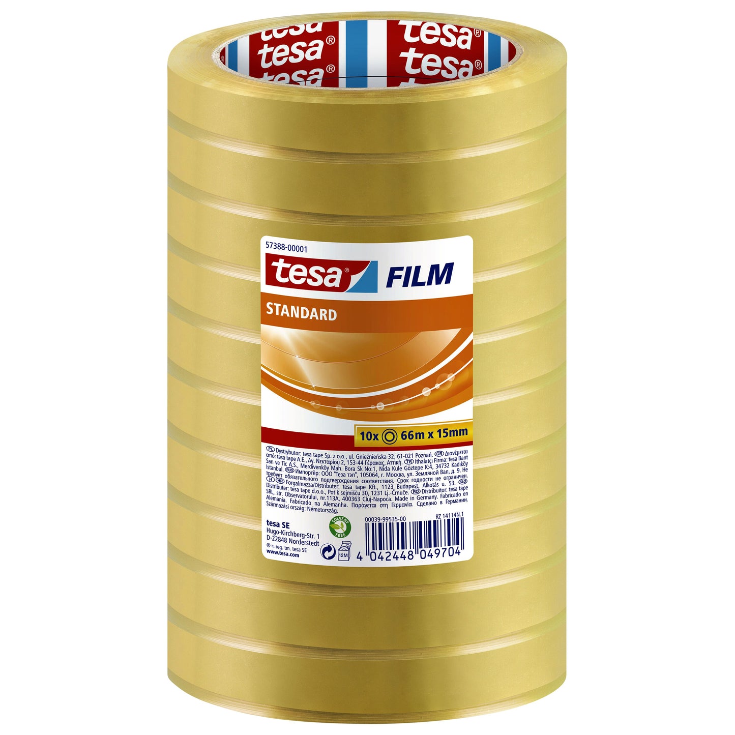 Tesa - Plakband film standaard 66mx15mm transparant | 10 stuks