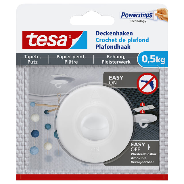 Tesa - Deckenhaken ® Tapetenputz selbstklebend 0,5 kg