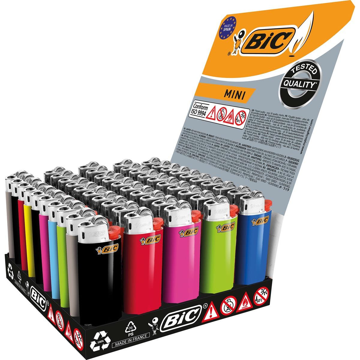 Bic - Mini briquet à silex, présentoir de 50 pièces