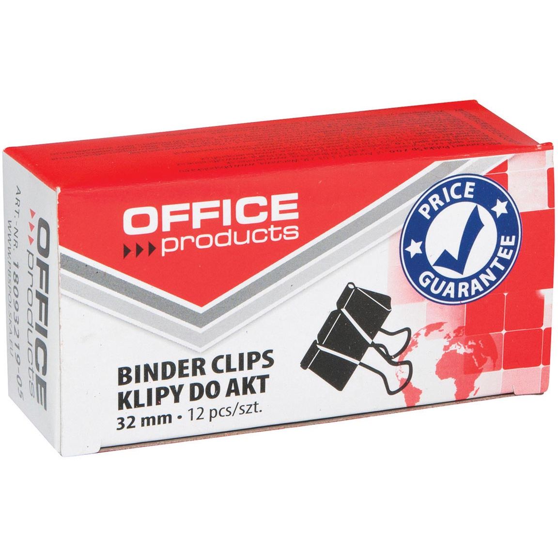 OFFICE products - foldbackclip, zwart, 32 mm, doosje van 12 stuks