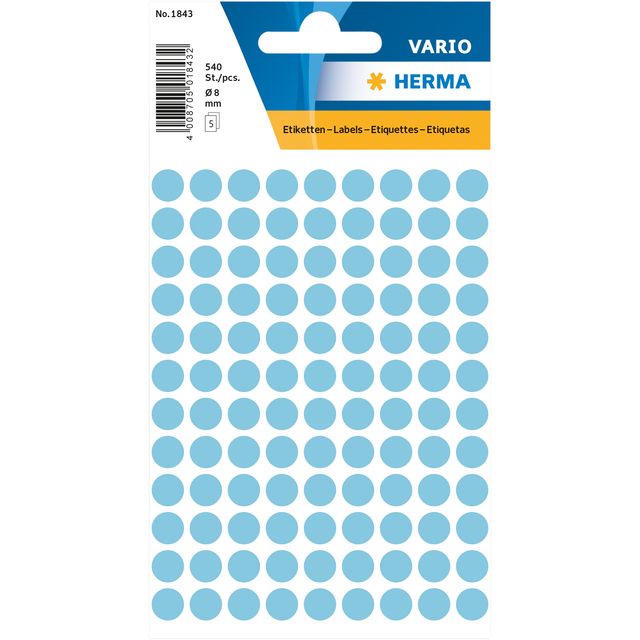 HERMA - Etiket 1843 rond 8mm blauw 540st