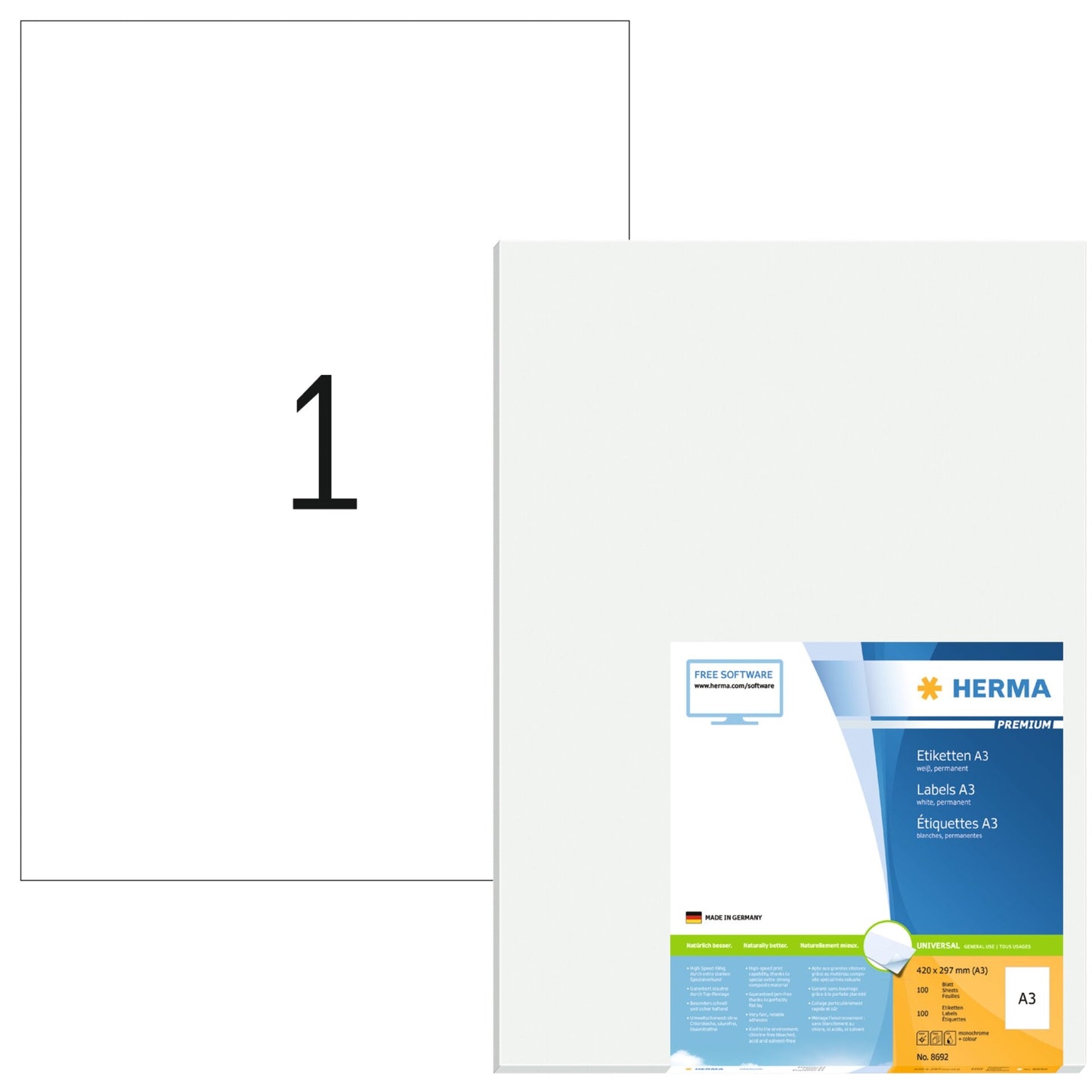 HERMA - Etiquette 8692 A3 420X297mm 100 étiquettes